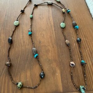 Silpada 58” Necklace Multi gemstones, copper, silver and wood beads.